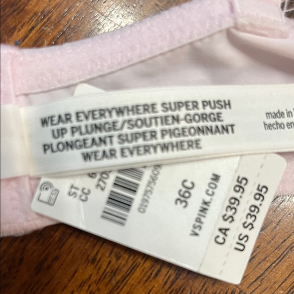 VS PINK “Wear Everywhere Super Push Up Plunge” 36C NWT - Picture 4 of 7